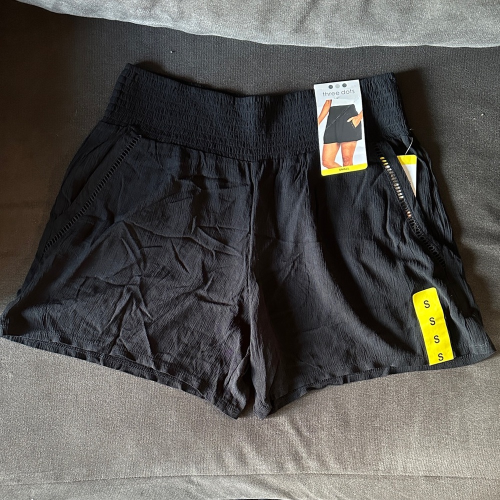 Three Dots High Waist Black Shorts